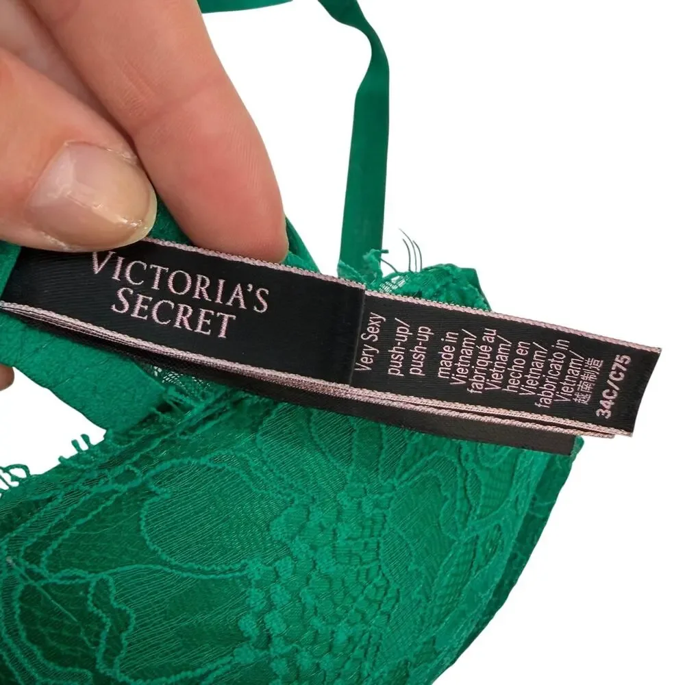 Victoria's Secret Green Rhinestone Very Sexy Push Up Bra 34C